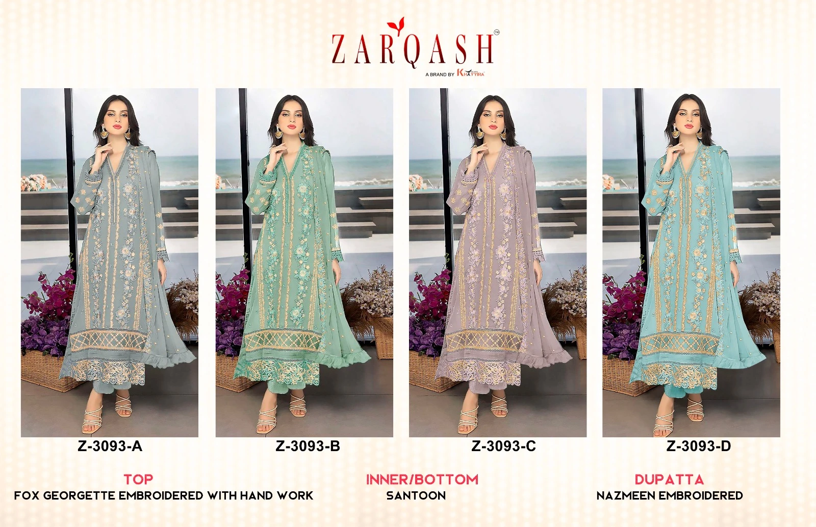 Zarqash Z 3093 Georgette Wholesale Pakistani Salwar Suit Catalog — Wholesale Pakistani Suits, MPA wholesale from Surat — view 10